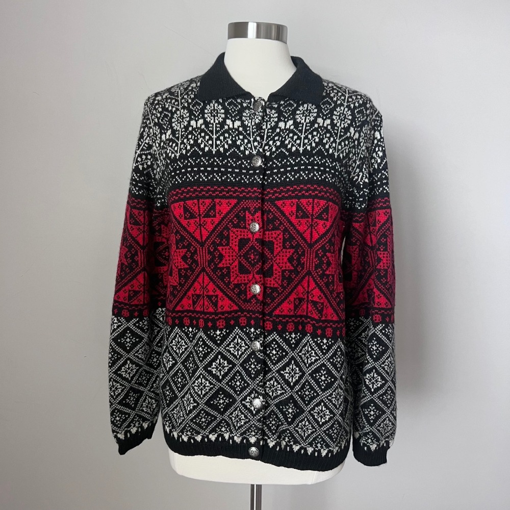 Vintage Pendleton Originals Womens 100% Wool‎ Cardigan Sweater Fair Isle Large - Picture 9 of 12